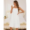image:imageSWOMOG 100 Cotton Nightgowns for Women Lace Sleeveless Sleep Dress Victorian Sleepshirt Button Strap Night GownWhite