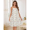 image:imageSWOMOG 100 Cotton Nightgowns for Women Lace Sleeveless Sleep Dress Victorian Sleepshirt Button Strap Night GownWhite Flower