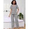 image:imageSWOMOG 100 Cotton Women Pajamas Set 2 Piece Short Sleeve Sleepwear Button Down Lounge Set Soft Ruffle Pjs with PocketBlackwhite Stripes
