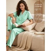 image:imageSWOMOG 100 Cotton Women Pajamas Set 2 Piece Short Sleeve Sleepwear Button Down Lounge Set Soft Ruffle Pjs with PocketGreenwhite Stripes