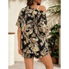 image:imageSWOMOG Hawaiian Tropical Print Womens 2 Piece Swimsuit Cover Up Set  Loose Short Sleeve Top amp Shorts for Summer Beach SXXLBlack Flower