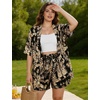 image:imageSWOMOG Hawaiian Tropical Print Womens 2 Piece Swimsuit Cover Up Set  Loose Short Sleeve Top amp Shorts for Summer Beach SXXLBlack Flower