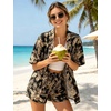 image:imageSWOMOG Hawaiian Tropical Print Womens 2 Piece Swimsuit Cover Up Set  Loose Short Sleeve Top amp Shorts for Summer Beach SXXLBlack Flower