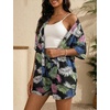 image:imageSWOMOG Hawaiian Tropical Print Womens 2 Piece Swimsuit Cover Up Set  Loose Short Sleeve Top amp Shorts for Summer Beach SXXLBlack Red Flower