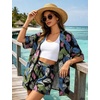 image:imageSWOMOG Hawaiian Tropical Print Womens 2 Piece Swimsuit Cover Up Set  Loose Short Sleeve Top amp Shorts for Summer Beach SXXLBlack Red Flower