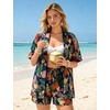 image:imageSWOMOG Hawaiian Tropical Print Womens 2 Piece Swimsuit Cover Up Set  Loose Short Sleeve Top amp Shorts for Summer Beach SXXLNavy Tropic Flower