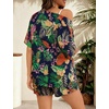image:imageSWOMOG Hawaiian Tropical Print Womens 2 Piece Swimsuit Cover Up Set  Loose Short Sleeve Top amp Shorts for Summer Beach SXXLNavy Tropic Flower