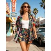 image:imageSWOMOG Hawaiian Tropical Print Womens 2 Piece Swimsuit Cover Up Set  Loose Short Sleeve Top amp Shorts for Summer Beach SXXLNavy Tropic Flower