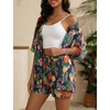 image:imageSWOMOG Hawaiian Tropical Print Womens 2 Piece Swimsuit Cover Up Set  Loose Short Sleeve Top amp Shorts for Summer Beach SXXLNavy Tropic Flower