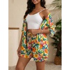 image:imageSWOMOG Hawaiian Tropical Print Womens 2 Piece Swimsuit Cover Up Set  Loose Short Sleeve Top amp Shorts for Summer Beach SXXLWhite Red Floral