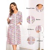 image:imageSWOMOG House Dress for Women Snap Front Dusters for Women with Pockets 34 Sleeve Cotton Nightgown SXXXLPink Flower