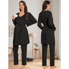 image:imageSWOMOG Maternity Pajamas Set 3 PCS Nusing Pajamas Labor and Delivery Gown amp Camisole amp Pants Postpartum PjsBlack Gray