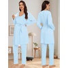 image:imageSWOMOG Maternity Pajamas Set 3 PCS Nusing Pajamas Labor and Delivery Gown amp Camisole amp Pants Postpartum PjsLights Blue