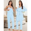 image:imageSWOMOG Maternity Pajamas Set 3 PCS Nusing Pajamas Labor and Delivery Gown amp Camisole amp Pants Postpartum PjsLights Blue