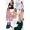 image:imageSWOMOG Maternity Pajamas Set 3 PCS Nusing Pajamas Labor and Delivery Gown amp Camisole amp Pants Postpartum PjsLights Blue
