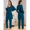 image:imageSWOMOG Maternity Pajamas Set 3 PCS Nusing Pajamas Labor and Delivery Gown amp Camisole amp Pants Postpartum PjsOxford Blue