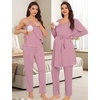 image:imageSWOMOG Maternity Pajamas Set 3 PCS Nusing Pajamas Labor and Delivery Gown amp Camisole amp Pants Postpartum PjsTaro Purple