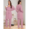 image:imageSWOMOG Maternity Pajamas Set 3 PCS Nusing Pajamas Labor and Delivery Gown amp Camisole amp Pants Postpartum PjsTaro Purple