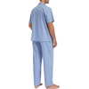 image:imageSWOMOG Mens 100 Cotton Pajama Set 2Pcs Button Down Pjs Set Short Sleeve Sleepwear with Long Pants Soft Stripe NightwearBlue White Stripes