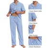 image:imageSWOMOG Mens 100 Cotton Pajama Set 2Pcs Button Down Pjs Set Short Sleeve Sleepwear with Long Pants Soft Stripe NightwearBlue White Stripes