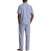 image:imageSWOMOG Mens 100 Cotton Pajama Set 2Pcs Button Down Pjs Set Short Sleeve Sleepwear with Long Pants Soft Stripe NightwearNavy White Stripes