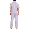 image:imageSWOMOG Mens 100 Cotton Pajama Set 2Pcs Button Down Pjs Set Short Sleeve Sleepwear with Long Pants Soft Stripe NightwearWhite Stripes