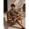 image:imageSWOMOG Mens Summer Short Sets Hawaiian 2 Piece Beach Shirts Modal Button Down with Pockets amp Drawstring M3XLLeopard Print