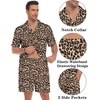 image:imageSWOMOG Mens Summer Short Sets Hawaiian 2 Piece Beach Shirts Modal Button Down with Pockets amp Drawstring M3XLLeopard Print