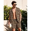 image:imageSWOMOG Mens Summer Short Sets Hawaiian 2 Piece Beach Shirts Modal Button Down with Pockets amp Drawstring M3XLLeopard Print