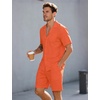 image:imageSWOMOG Mens Summer Short Sets Hawaiian 2 Piece Beach Shirts Modal Button Down with Pockets amp Drawstring M3XLOrange