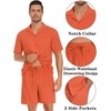 image:imageSWOMOG Mens Summer Short Sets Hawaiian 2 Piece Beach Shirts Modal Button Down with Pockets amp Drawstring M3XLOrange