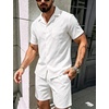 image:imageSWOMOG Mens Summer Short Sets Hawaiian 2 Piece Beach Shirts Modal Button Down with Pockets amp Drawstring M3XLWhite