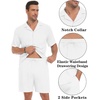 image:imageSWOMOG Mens Summer Short Sets Hawaiian 2 Piece Beach Shirts Modal Button Down with Pockets amp Drawstring M3XLWhite