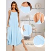 image:imageSWOMOG Women Long Nightgown Pajama Dress Soft Strap Nightdress Summer Sleeveless Nightshirt Lounge Dress with PocketsLight Blue