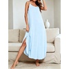 image:imageSWOMOG Women Long Nightgown Pajama Dress Soft Strap Nightdress Summer Sleeveless Nightshirt Lounge Dress with PocketsLight Blue