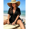 image:imageSWOMOG Women Plus Size Cover Up Short Sleeve Swimsuit Cover Bikini Bathing Suit Beachwear Summer Dress with Tie BackBlack