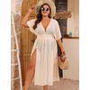 image:imageSWOMOG Women Plus Size Swimsuit Cover Up Bikini Bathing Suit Sexy Deep V Neck Swim Beach Dresses Summer BeachwearLongapricot