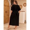 image:imageSWOMOG Women Plus Size Swimsuit Cover Up Bikini Bathing Suit Sexy Deep V Neck Swim Beach Dresses Summer BeachwearLongblack