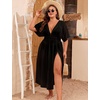 image:imageSWOMOG Women Plus Size Swimsuit Cover Up Bikini Bathing Suit Sexy Deep V Neck Swim Beach Dresses Summer BeachwearLongblack