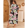 image:imageSWOMOG Women Plus Size Swimsuit Cover Up Bikini Bathing Suit Sexy Deep V Neck Swim Beach Dresses Summer BeachwearLongblack Green Flower