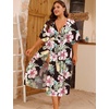 image:imageSWOMOG Women Plus Size Swimsuit Cover Up Bikini Bathing Suit Sexy Deep V Neck Swim Beach Dresses Summer BeachwearLongblack Green Flower