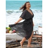 image:imageSWOMOG Women Plus Size Swimsuit Cover Up Bikini Bathing Suit Sexy Deep V Neck Swim Beach Dresses Summer BeachwearLongblack Stripe