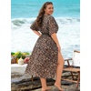 image:imageSWOMOG Women Plus Size Swimsuit Cover Up Bikini Bathing Suit Sexy Deep V Neck Swim Beach Dresses Summer BeachwearLongleopard Print