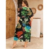 image:imageSWOMOG Women Plus Size Swimsuit Cover Up Bikini Bathing Suit Sexy Deep V Neck Swim Beach Dresses Summer BeachwearLongmuticolor Leaf
