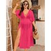 image:imageSWOMOG Women Plus Size Swimsuit Cover Up Bikini Bathing Suit Sexy Deep V Neck Swim Beach Dresses Summer BeachwearLongrose Red