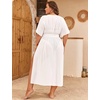 image:imageSWOMOG Women Plus Size Swimsuit Cover Up Bikini Bathing Suit Sexy Deep V Neck Swim Beach Dresses Summer BeachwearLongwhite