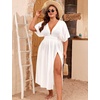 image:imageSWOMOG Women Plus Size Swimsuit Cover Up Bikini Bathing Suit Sexy Deep V Neck Swim Beach Dresses Summer BeachwearLongwhite