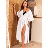 image:imageSWOMOG Women Plus Size Swimsuit Cover Up Bikini Bathing Suit Sexy Deep V Neck Swim Beach Dresses Summer BeachwearLongwhite