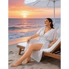 image:imageSWOMOG Women Plus Size Swimsuit Cover Up Bikini Bathing Suit Sexy Deep V Neck Swim Beach Dresses Summer BeachwearLongwhite Stripe