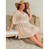 image:imageSWOMOG Women Plus Size Swimsuit Cover Up Bikini Bathing Suit Sexy Deep V Neck Swim Beach Dresses Summer BeachwearShortapricot